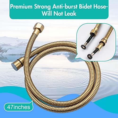 BARROCK Handheld Bidet Sprayer for Toilet, Stainless Steel Metal Made Baby Cloth Diaper Spraying Kit, Bathroom Toilet Bidet Attachment Set for Bathing Pets and Feminine Hygiene, Brushed Brass Gold - Image 5