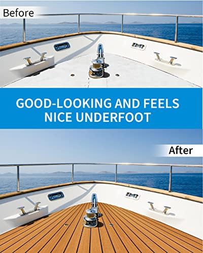 OCEANBROAD EVA Foam Boat Flooring with 3M Adhesive Backing Marine Self-Adhesive Decking 96''x45.6''/36''/28.8''/16.8'', 48''x16.8'' Faux Teak Sheet for Jon Boats Swim Platform Helm Pad RV Floor - Image 7