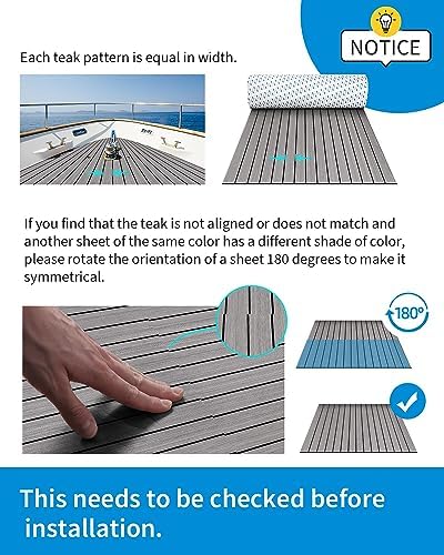 OCEANBROAD EVA Foam Boat Flooring with 3M Adhesive Backing Marine Self-Adhesive Decking 96''x45.6''/36''/28.8''/16.8'', 48''x16.8'' Faux Teak Sheet for Jon Boats Swim Platform Helm Pad RV Floor - Image 8