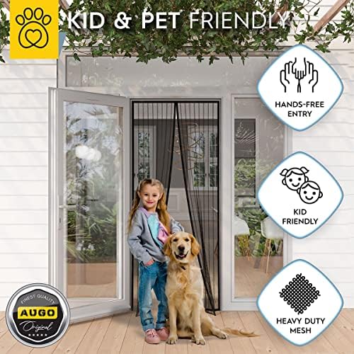 AUGO Magnetic Screen Door - Self Sealing, Heavy Duty, Hands Free Mesh Partition Keeps Bugs Out - Pet and Kid Friendly - Patent Pending Keep Open Feature - 34 Inch x 81 Inch - Image 6