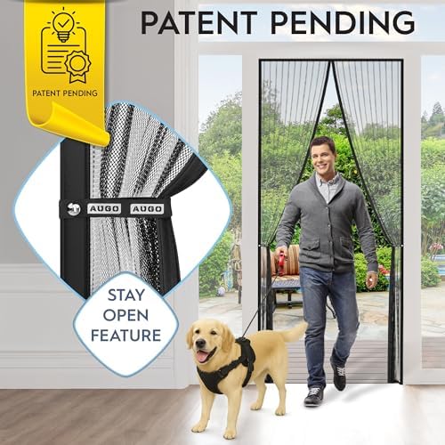 AUGO Magnetic Screen Door - Self Sealing, Heavy Duty, Hands Free Mesh Partition Keeps Bugs Out - Pet and Kid Friendly - Patent Pending Keep Open Feature - 38 Inch x 97 Inch - Image 2