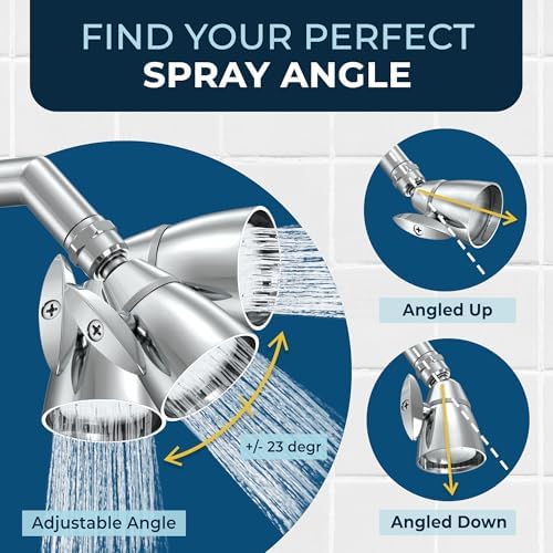 HammerHead Showers® ALL METAL 2 Inch High Pressure Shower Heads - CHROME – California Compliant 1.75 GPM Low Flow Rate - High Flow Shower Head with ADJUSTABLE SPRAY PATTERN - Fixed Shower Head - Image 5