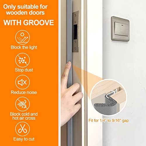 40 Feet Door Weather Stripping for Large Gap, Kerf Door Seal for Easy Installation (Grey) - Image 3