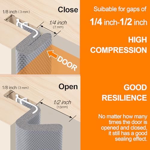 40 Feet Door Weather Stripping for Large Gap, Kerf Door Seal for Easy Installation (Grey) - Image 4