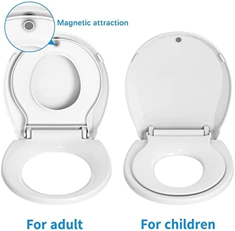 Toilet Seat, Round Toilet Seat with Toddler Seat Built in, Potty Training Toilet Seat Round Fits Both Adult and Child, with Slow Close and Magnets- Round - Image 4