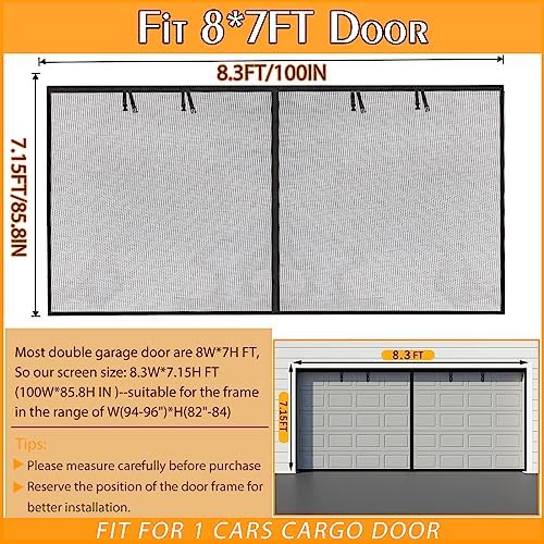 Garage Screen Doors for 1 car garage-8x7FT Fiberglass 1400g/3.1lb Durable Heavy Duty Magnetic Garage Door Screen Retractable Hands Free with 4 Roll Up Straps for Patio Workshop Home Gym Sun Room - Image 2