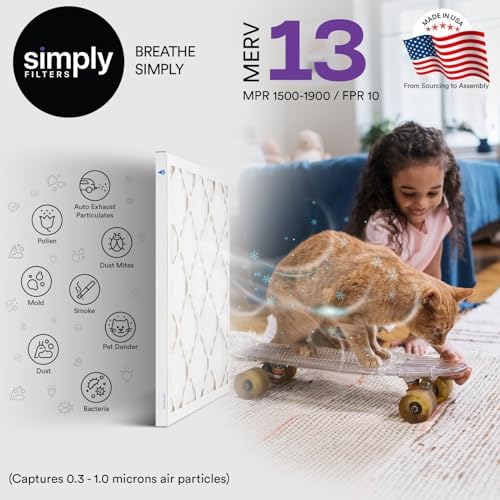 Simply 20x20x1 Air Filter, Merv 13, MPR 1500, 6 Pack, For Home AC Furnace & HVAC (Actual Size: 19.75"x19.75"x0.75") DUST, Pet, & Allergy Control - Image 2