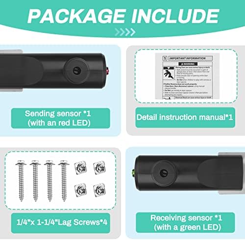 for Genie Garage Door Sensor, Replacement for Genie/Overhead Garage Door Sensor, Compatible with Genie/Overhead Garage Door Opener Made After 1993, Item Includes Two Sensors (Receiving&Sending) - Image 2