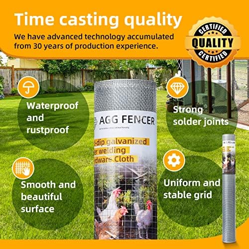 36in x 10ft Hardware Cloth 1/8 inch 27Ga Hot Dipped Galvanized After Welding, Chicken Coop Wire Fence, Welded Metal Fencing Roll Mesh for Bee Screen Garden Plant Poultry Animal Netting Cage - Image 3
