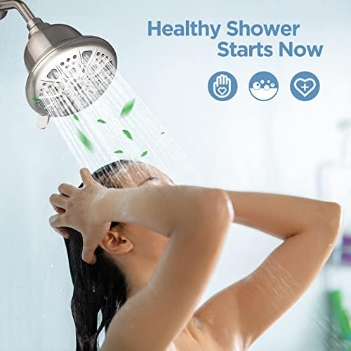 Filtered Shower Head Brushed Nickel - High Pressure Shower Head with Filter for Hard Water Softener - 7 Settings Bathroom Rain Showerhead to Remove Chlorine and Heavy Metals - Image 7