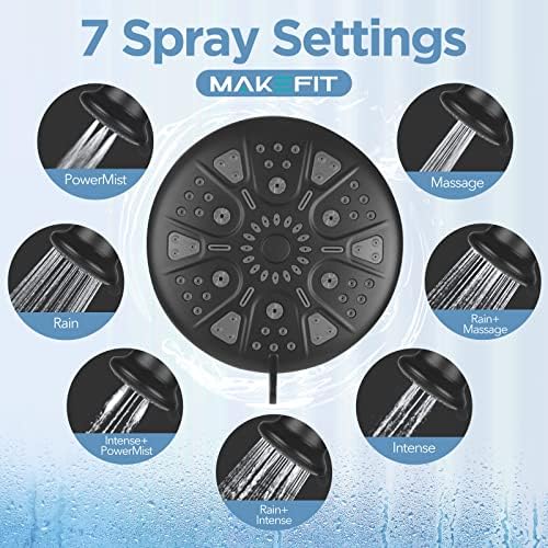 Filtered Shower Head Matte Black- High Pressure Shower Head with filter for Hard Water - Rain Shower Head Water Softener - Luxury 7 Settings Adjustable Water Filter Showerhead (Matte Black) - Image 6