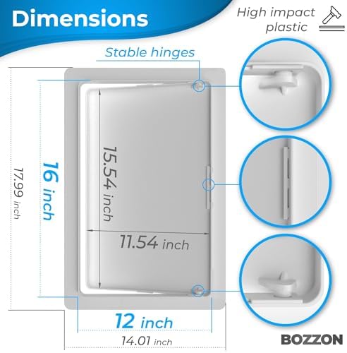 Access Panel for Drywall - 12 x 16 inch - Wall Hole Cover - Access Door - Plumbing Access Panel for Drywall - Heavy Durable Plastic White - Image 2