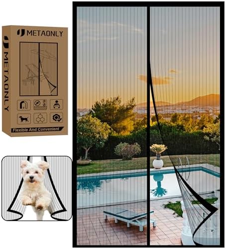 Magnetic Screen Door Fits Door Size 38" x 82", Actual Screen Size 40" x 83", Screen Door Mesh,Door Screen Magnetic Closure for Patio Door Enjoy Air Fresh-Black