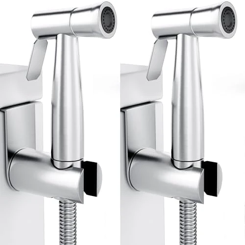 Purrfectzone 2 Pack Bidet Sprayer for Toilet, Handheld Bedet Shower Kit, Easy-to-Install Toilet Bidet Shattaf, Hand Held Stainless Steel Bedet with Adjustable Flow, Handheld Cloth Diaper Set