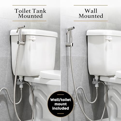 Purrfectzone 2 Pack Bidet Sprayer for Toilet, Handheld Bedet Shower Kit, Easy-to-Install Toilet Bidet Shattaf, Hand Held Stainless Steel Bedet with Adjustable Flow, Handheld Cloth Diaper Set - Image 5