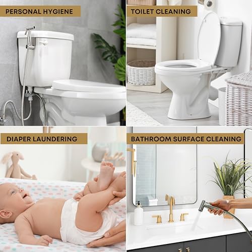 Purrfectzone 2 Pack Bidet Sprayer for Toilet, Handheld Bedet Shower Kit, Easy-to-Install Toilet Bidet Shattaf, Hand Held Stainless Steel Bedet with Adjustable Flow, Handheld Cloth Diaper Set - Image 6