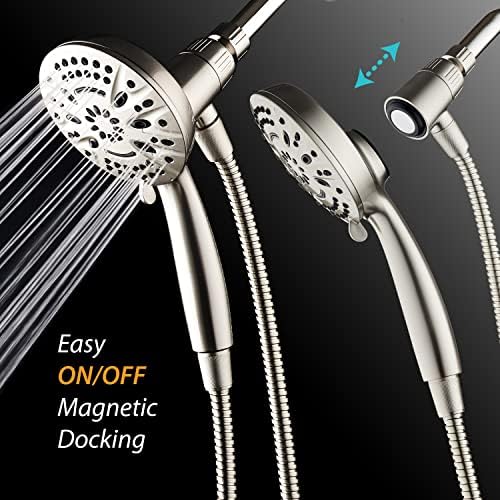 AquaDance New Magnetic Guidance Docking System - High-Pressure 8-setting Handheld Shower Head with Giant 5 inch Face, Magnetic Bracket, Extra-long 72 inch Stainless Steel Hose/All Nickel Finish - Image 3