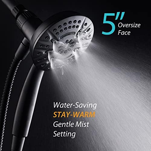 AquaDance New Magnetic Guidance Docking System - High-Pressure 8-setting Handheld Shower Head with Giant 5 inch Face, Magnetic Bracket, Extra-long 72 inch Stainless Steel Hose/Matte Black Finish - Image 8
