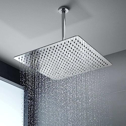 Voolan Oversize Rain Shower Head - High Flow Square Rainfall Showerhead - Waterfall Full Body Coverage - Universal Ceiling or Wall Mount (16 Inch, Chrome) - Image 6