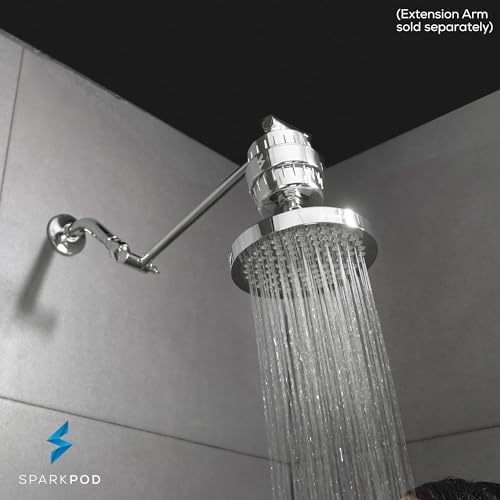 SparkPod Luxury Filtered Shower Head Set 23 Stage Shower Filter - Reduces Chlorine and Heavy Metals - High Pressure Showerhead Filter (6" Round, Luxury Polished Chrome) - Image 8