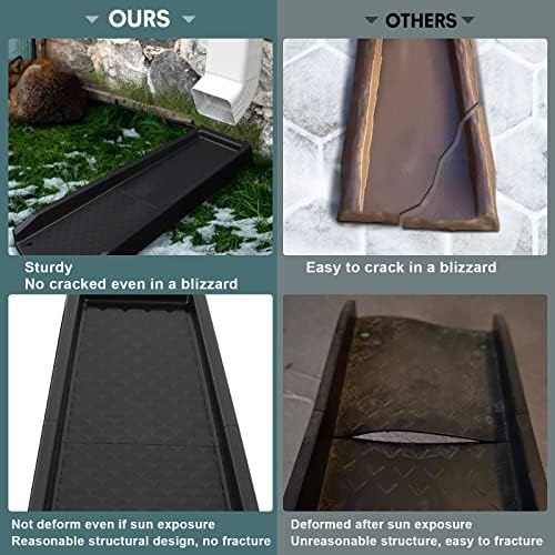 Rain Gutter Downspout Splash Block, Gutter Downspout Extensions for Water Drainage, 24" Gutter Splash Guards Downspout Extender, Fixable Down spout Drain Trays with PE Nails(2 Pack, Black) - Image 3