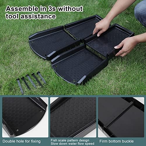 Rain Gutter Downspout Splash Block, Gutter Downspout Extensions for Water Drainage, 24" Gutter Splash Guards Downspout Extender, Fixable Down spout Drain Trays with PE Nails(2 Pack, Black) - Image 4
