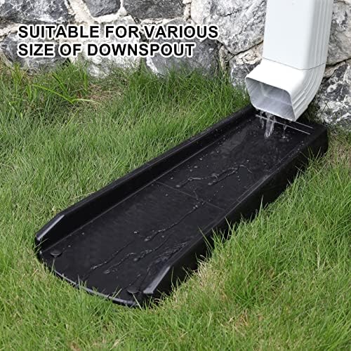 Rain Gutter Downspout Splash Block, Gutter Downspout Extensions for Water Drainage, 24" Gutter Splash Guards Downspout Extender, Fixable Down spout Drain Trays with PE Nails(2 Pack, Black) - Image 5