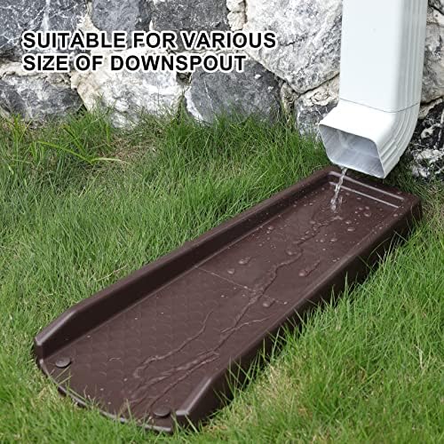 Rain Gutter Downspout Splash Block, Gutter Downspout Extensions for Water Drainage, 24" Gutter Splash Guards Downspout Extender, Fixable Down spout Drain Trays with PE Nails(2 Pack, Brown) - Image 5