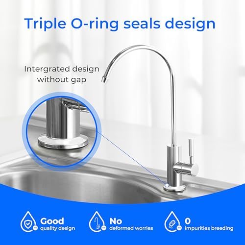 Waterdrop Filtered Water Faucet, Drinking Water Faucet, Reverse Osmosis Faucet, RO Faucet, RO Water Faucet, Water Filter Faucet for Kitchen Sink, Stainless Steel, Lead-Free, Polished Chrome - Image 3