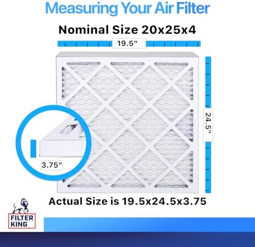 Filter King 20x25x4 Air Filter | 4-PACK | MERV 8 HVAC Pleated A/C Furnace Filters | MADE IN USA | Actual Size: 19.5 x 24.5 x 3.75" - Image 2