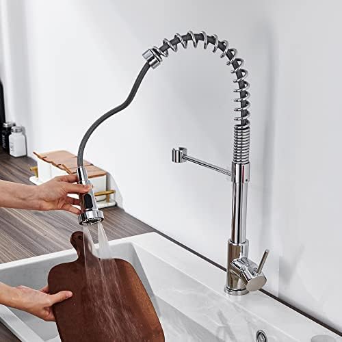 Kitchen Faucet Head Replacement with 15 Adapters, 3 Function Pull Down Kitchen Faucet Spray Head, Pull Out Kitchen Sink Tap Sprayer Nozzle, Chrome, Plastic - Image 2