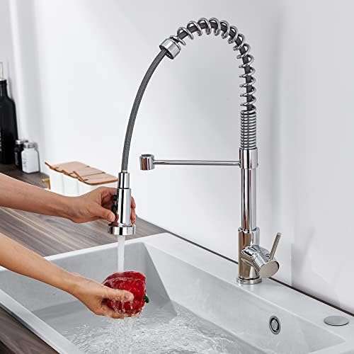 Kitchen Faucet Head Replacement with 15 Adapters, 3 Function Pull Down Kitchen Faucet Spray Head, Pull Out Kitchen Sink Tap Sprayer Nozzle, Chrome, Plastic - Image 8