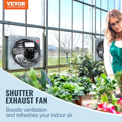 VEVOR Shutter Exhaust Fan, 16'' with High Speed, AC-motor, 2000 CFM, Wall Mount Attic Fan, Ventilation and Cooling for Greenhouses, Garages, Sheds, FCC - Image 2