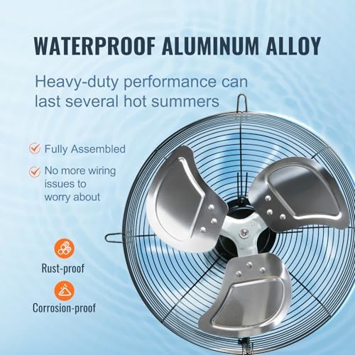 VEVOR Shutter Exhaust Fan, 16'' with High Speed, AC-motor, 2000 CFM, Wall Mount Attic Fan, Ventilation and Cooling for Greenhouses, Garages, Sheds, FCC - Image 4