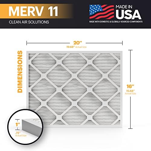 BNX TruFilter 16x20x1 Air Filter MERV 11 (6-Pack) - MADE IN USA - Allergen Defense Electrostatic Pleated Air Conditioner HVAC AC Furnace Filters for Allergies, Dust, Pet, Smoke, Allergy MPR 1200 FPR 7 - Image 2