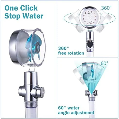 ANTOWER LED Shower Head with Handheld High Pressure Shower Heads Set with 79 Inch Shower Hose,Shower Holder,4 PP Cotton Filters,Turbo Fan Shower Water Temperature-Controlled One Key Pause Switch - Image 3