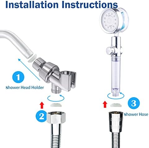 ANTOWER LED Shower Head with Handheld High Pressure Shower Heads Set with 79 Inch Shower Hose,Shower Holder,4 PP Cotton Filters,Turbo Fan Shower Water Temperature-Controlled One Key Pause Switch - Image 7