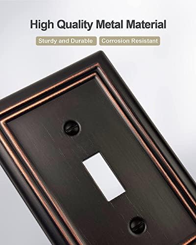 4-Pack Single Toggle Wall Plate, Decorative Aged Bronze Light Switch Cover, Metal Switch Plate Cover, 3.15''*4.88'', Midsize - Image 2
