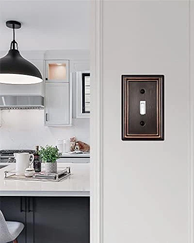 4-Pack Single Toggle Wall Plate, Decorative Aged Bronze Light Switch Cover, Metal Switch Plate Cover, 3.15''*4.88'', Midsize - Image 3