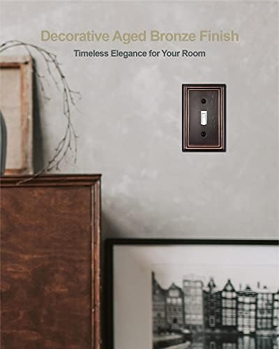 4-Pack Single Toggle Wall Plate, Decorative Aged Bronze Light Switch Cover, Metal Switch Plate Cover, 3.15''*4.88'', Midsize - Image 4
