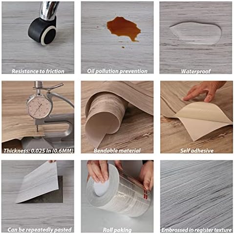 Grey Wood Peel and Stick Floor Tile, 36 Pack 54 Sq.Ft,(NO Sticky Residue Left) Vinyl Flooring Tiles Wood Plank, Self-Adhesive DIY Flooring for Bathroom,Bedroom, Living Room, (36" x 6") Nature Grey - Image 7