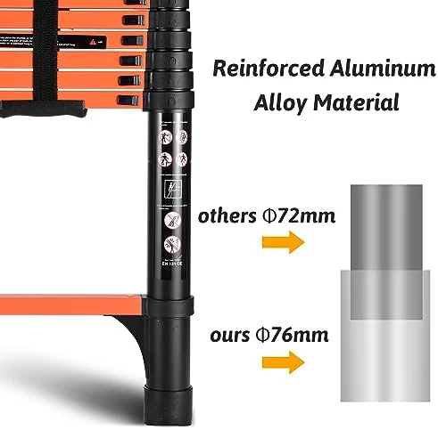 16.5FT Telescoping Ladder, Portable Extension Folding Ladder, Multi-Purpose Compact Ladder for Household or Outdoor Work, 330lbs Max Capacity - Image 2