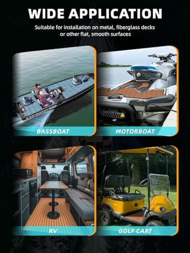 FOCEAN Boat Flooring EVA Foam Boat Decking Marine Mat Non-Slip Self-Adhesive Flooring Sheet for Motorboat Kayak Surfboard Garden Floor Swimming Pools, 94.5''x 47.2'', Brown with Black Lines - Image 7