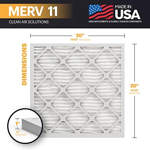 BNX TruFilter 20x20x1 Air Filter MERV 11 (6-Pack) - MADE IN USA - Allergen Defense Electrostatic Pleated Air Conditioner HVAC AC Furnace Filters for Allergies, Dust, Pet, Smoke, Allergy MPR 1200 FPR 7 - Image 2