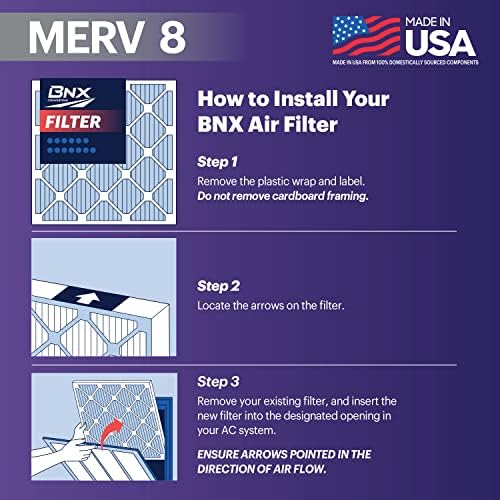 BNX TruFilter 14x25x1 Air Filter MERV 8 (6 Pack) - MADE IN USA – Dust & Pet Defense Electrostatic Pleated Air Conditioner HVAC AC Furnace Filters for Dust, Pet, Mold, Pollen MPR 600 – 700 & FPR 5 - Image 6