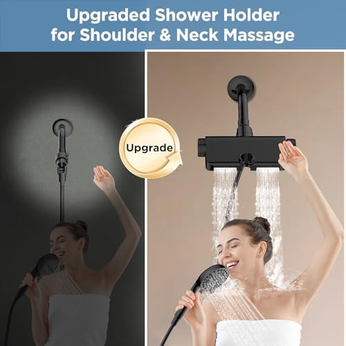 Filtered Shower Head with Handheld Combo Matte Black - Dual 2-in-1 Spa System with Massage Shower Head and 10 Modes Hand Held Shower Head, High Pressure, Built in Power Wash Mode - Image 3