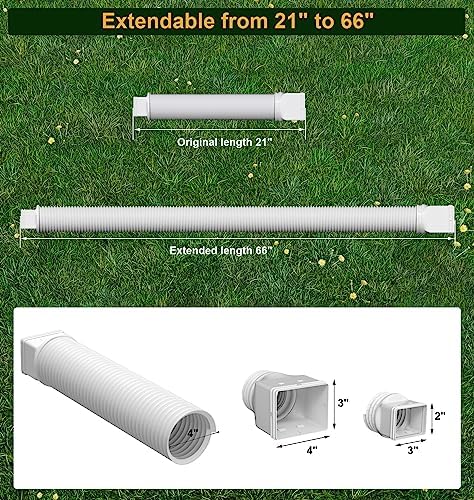 Rain Gutter Downspout Extensions, Downspout Extender for Rainwater Drainage Flexible, Down Spout Drain Extension Pipe and Extendable from 21 to 66 Inches (White) - Image 4