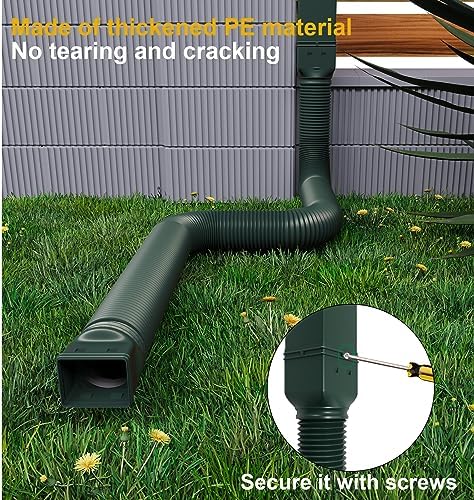 Rain Gutter Downspout Extensions, Downspout Extender for Rainwater Drainage Flexible, Down Spout Drain Extension Pipe and Extendable from 21 to 66 Inches (2 Pack, Green) - Image 5