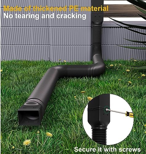 Rain Gutter Downspout Extensions, Downspout Extender for Rainwater Drainage Flexible, Down Spout Drain Extension Pipe and Extendable from 21 to 66 Inches (2 Pack, Black) - Image 5
