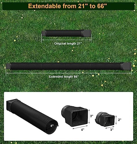 Rain Gutter Downspout Extensions, Downspout Extender for Rainwater Drainage Flexible, Down Spout Drain Extension Pipe and Extendable from 21 to 66 Inches (Black) - Image 4